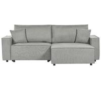 Divano letto angolare 3 posti tessuto con contenitore grigio sinistro KARILA