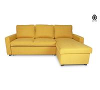 SAMIRA Divano letto angolare con contenitore, divano con chaise longue giallo mod. Kennedy