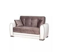 DIVANO LETTO "APOLLO" 2 POSTI IN ECOPELLE GRIGIO E BIANCO, 163X84X91 CM