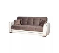 DIVANO LETTO "APOLLO" 3 POSTI IN ECOPELLE GRIGIO E BIANCO, 220X84X91 CM