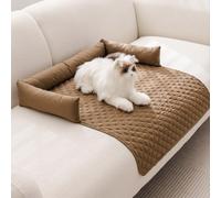 Divano Letto Auto-Raffreddante in Seta di Ghiaccio - Impermeabile, Lavabile in Lavatrice - 4 Stagioni Universale per Gatti e Cani di Tutte le Taglie(Camel,90x90cm/35.4x35.4in)