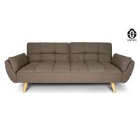 Divano letto clic clac 3 posti mod. Ambra in tessuto e piede in legno