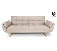 Divano letto clic clac 3 posti mod. Ambra in tessuto e piede in legno