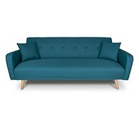 Divano letto clic clac in tessuto blu petrolio, divano 3 posti mod. Henry