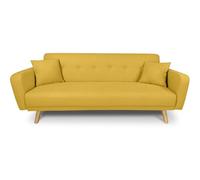 Divano letto clic clac in tessuto, divano 3 posti mod. Henry (Giallo)