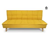 SAMIRA Divano letto clic clac in tessuto vellutato giallo, divano 3 posti mod. Bart