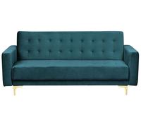 Divano Letto Color Verde Acqua Modulare a 3 Posti Velluto Imbottito Aberdeen