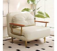 Divano Letto Compatto 3 in 1 con Cuscino e Schienale Regolabile in 5 Posizioni, Poltrona Letto Pieghevole Struttura in Acciaio Robusta per Casa Ufficio(Beige,26.77in/68cm)