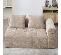 Divano letto con funzione sonno, divano letto 158 x 230 cm, divano modulare a forma di L, divano in ciniglia con chaise longue e tasca laterale, 3 cuscini, divano ad angolo per soggiorno, nessuna