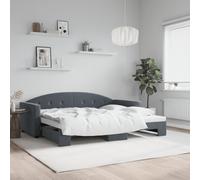 Divano Letto con Letto Estraibile Grigio Scuro 90x190cm Velluto