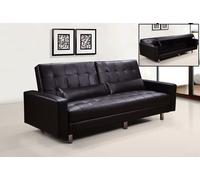 DIVANO LETTO CONTENITORE RECLINABILE ECOPELLE MARRONE LARGO MEGA HUGO CUSCINI IT