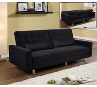 DIVANO LETTO CONTENITORE RECLINABILE MICROFIBRA NERO LARGO MEGA HUGO' CUSCINI IT