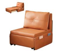 Divano Letto Convertibile 3 in 1 Cornice in Acciaio al Carbonio e Pelle Finta con Schiuma 8cm, Poltrona Letto Singolo per Piccoli Appartamenti/Camere Ospiti