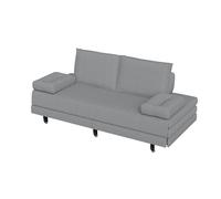 Divano letto convertibile a 2 posti 90/180x200 cm, con schienale imbottito, materasso pieghevole, panca convertibile, ideale per soggiorno e camera degli ospiti (lino, grigio)