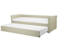 Divano Letto Estraibile in Tessuto Beige con Rete a Doghe 80 x 200 cm Libourne