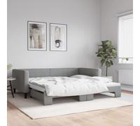 Divano Letto Estraibile, Tessuto Grigio Chiaro, 2 in 1 Convertibile, Struttura Legno e Metallo, Comodo e Compatto, divano letto, letto singolo, per Soggiorno e Camera Ospiti, Grigio, 100x200 cm