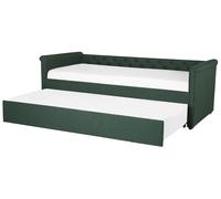 Divano Letto Estraibile Tessuto Verde Scuro Rete a Doghe 90 x 200 cm Libourne
