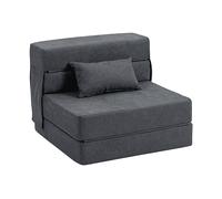 HOMCOM Poltrona Letto Convertibile con cuscino in Chaise Longue e Materasso, 80x80x64 cm, Grigio Scuro Aosom Italy