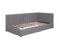 Divano letto imbottito con 2 cassetti portaoggetti, letto singolo, senza bisogno di molle, tessuto di lino (grigio)