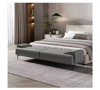 Divano letto imbottito con braccia, sgabello ottomano per trucco e camera da letto, poggiapiedi in pelle (grigio 150 x 45 x 45 cm)