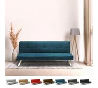 Divano letto in tessuto 2 posti design moderno Gemma pronto letto - Blu
