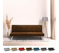 Divano letto in tessuto 2 posti design moderno Gemma pronto letto - Marrone