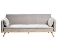 Divano letto in tessuto grigio a 3 posti con struttura in legno braccioli gambe