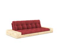 Divano Letto Karup Design Base con Box Laterale e Materasso A 5 Strati Rosso papavero/Rosso Rubino