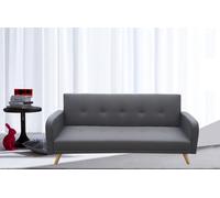 DIVANO LETTO LITZ RECLINABILE MICROFIBRA GRIGIO PIEDI LEGNO SOGGIORNO 3 POSTI IT