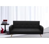 DIVANO LETTO LITZ RECLINABILE MICROFIBRA NERO PIEDI LEGNO SOGGIORNO 3 POSTI ITA