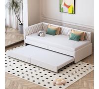 Divano letto matrimoniale, divano letto estensibile 90/180 x 200 cm, divano letto matrimoniale a 2 posti, letto per gli ospiti, letto per il giorno, estensibile, divano letto multifunzionale (beige+