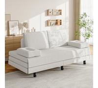 Divano letto matrimoniale, divano letto estensibile 90/180 x 200 cm, divano letto matrimoniale a 2 posti, letto per gli ospiti, letto per il giorno, estensibile, divano letto multifunzionale (bianco+