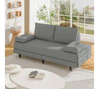 Divano letto matrimoniale, divano letto estensibile 90/180 x 200 cm, divano letto matrimoniale a 2 posti, letto per gli ospiti, letto per il giorno, estensibile, divano letto multifunzionale (grigio+