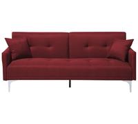 Divano Letto Moderno Funzione Click Clack 3 Posti in Tessuto Rosso Lucan