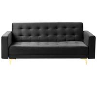 Divano Letto Modulare a 3 Posti in Velluto Imbottito Color Nero Aberdeen