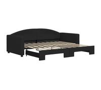 Divano letto pieghevole 2 in 1, nero, divano letto quotidiano con meccanismo di estrazione, per camera da letto o camera degli ospiti, struttura in legno e metallo, 90 x 190 cm, design moderno