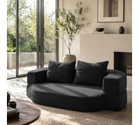 Divano Letto Pieghevole 2 in 1 Twin Nero con 2 Cuscini & Spugna