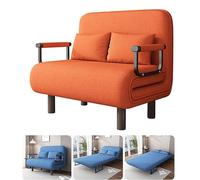 Divano letto pieghevole 3 in 1 con schienale regolabile a 5 livelli, fodera rimovibile e lavabile, in cotone e lino, per appartamento e camera da letto (arancione, 190 x 80 x 28 cm)