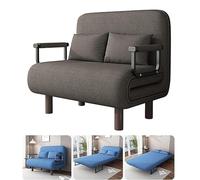 Divano letto pieghevole 3 in 1 con schienale regolabile a 5 livelli, fodera rimovibile e lavabile, in cotone e lino, salvaspazio, per appartamento e camera da letto (grigio, 190 x 80 x 28 cm)