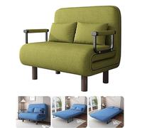 Divano letto pieghevole 3 in 1 con schienale regolabile a 5 livelli, fodera rimovibile e lavabile, in cotone e lino, per appartamento e camera da letto, verde chiaro, 190 x 65 x 28 cm
