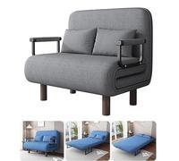 Divano letto pieghevole 3 in 1 con schienale regolabile a 5 livelli, fodera rimovibile e lavabile, in cotone e lino, per appartamento e camera da letto, grigio chiaro (190 x 100 x 28 cm)