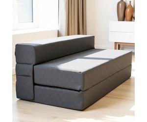 Divano Letto Pieghevole Doppio 140cm con Materasso in Schiuma Alta 20cm - Futon Pieghevole Certificato Oeko-Tex - Materasso Salvaspazio per Casa, Ospiti, Campeggio, Camper o Stanze Piccole e Comode