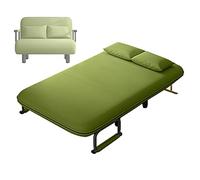 Divano letto pieghevole regolabile con schienale a 5 livelli, poltrona reclinabile in tessuto di cotone e lino, con materasso in schiuma, ideale per casa e ufficio (colore verde, 100 x 70 x 80 cm)