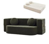 Divano Letto Pieghevole,Trasformabile,Pieghevole con Cuscini,Comoda Poltrona Letto,Fodera Rimovibile,Lavabile,per Soggiorno E Camera da Letto,Non Richiede Montaggio(180cm,Dark Green)