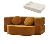 Divano Letto Pieghevole,Trasformabile,Pieghevole con Cuscini,Comoda Poltrona Letto,Fodera Rimovibile,Lavabile,per Soggiorno E Camera da Letto,Non Richiede Montaggio(200cm,Ginger)