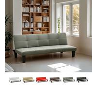 Divano Letto Pronto Letto 3 posti in Similpelle Economico Topazio - Grigio