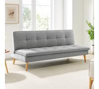 BAKAJI Divano Letto Reclinabile Clic Clac 3 Posti Reclinabile, Rivestimento in Tessuto, Seduta Imbottita ad Alta Densità e Ergonomica, Gambe in Legno, Apertura e Chiusura Facilitata (Grigio)