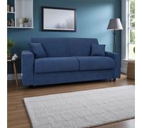Divano letto sfoderabile 3 posti tessuto Blu con materasso - ROLEN