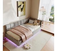 Divano letto singolo 90 x 200 cm, letto divano con LED e USB, divano letto con spazio portaoggetti e rete a doghe, divano letto per bambini funzionale adulto per soggiorno, camera da letto, velluto