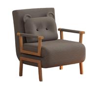 Divano letto singolo ergonomico con schienale regolabile, braccioli in legno massello beige, design compatto per piccoli spazi, perfetto per appartamenti (B 190 x 68 x 29 cm)